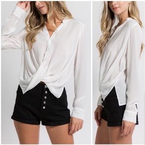 Twisted Front Button Down Shirt PRICE FIRM!